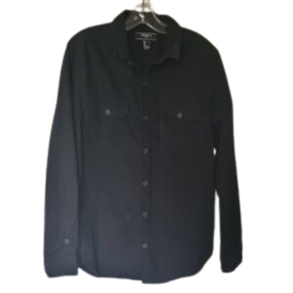 Forever 21 Mens Shirt Size L Black Denim Casual Button up Roll Up sleeves - Picture 3 of 6